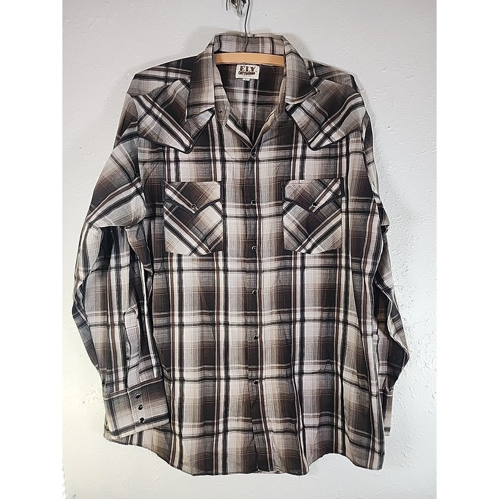 Ely Cattleman Long Sleeve Pearl Snap Large Western Cowboy Rodeo